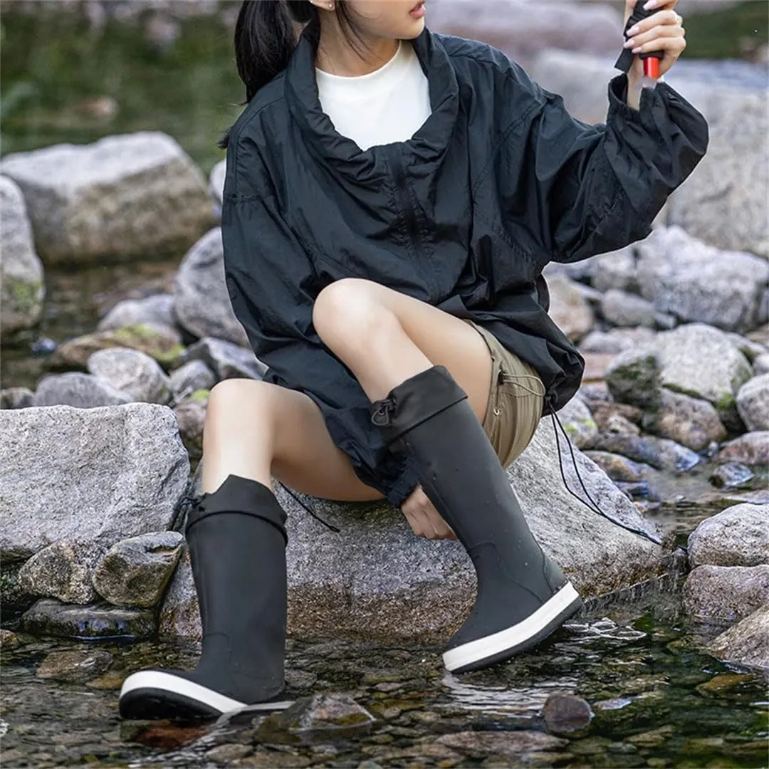 Women Summer Winter Waterproof Shoes Rain Boots Men Anti-Slip Wear-Resistant Plush Kitchen