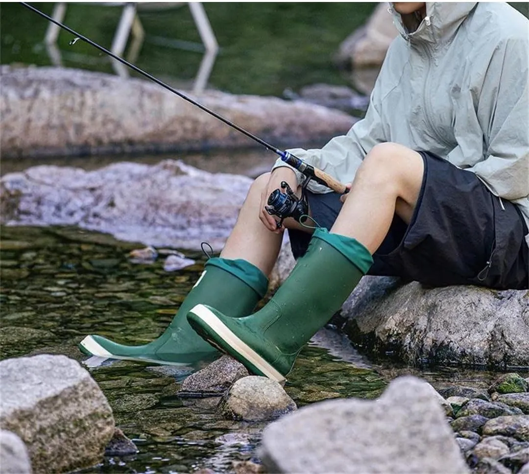 Women Summer Winter Waterproof Shoes Rain Boots Men Anti-Slip Wear-Resistant Plush Kitchen