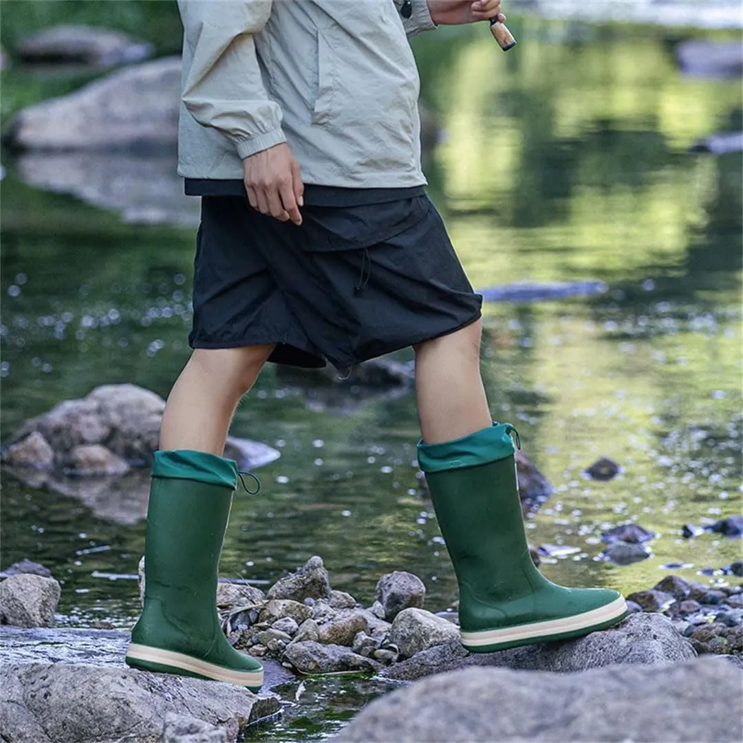Women Summer Winter Waterproof Shoes Rain Boots Men Anti-Slip Wear-Resistant Plush Kitchen