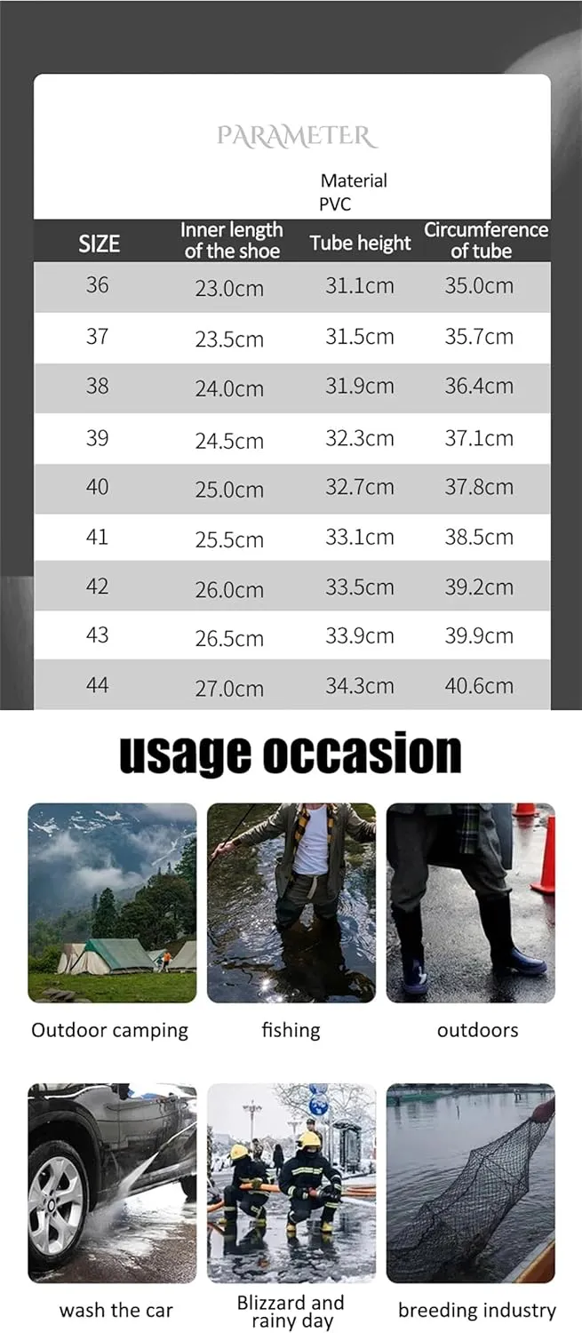 Women Summer Winter Waterproof Shoes Rain Boots Men Anti-Slip Wear-Resistant Plush Kitchen