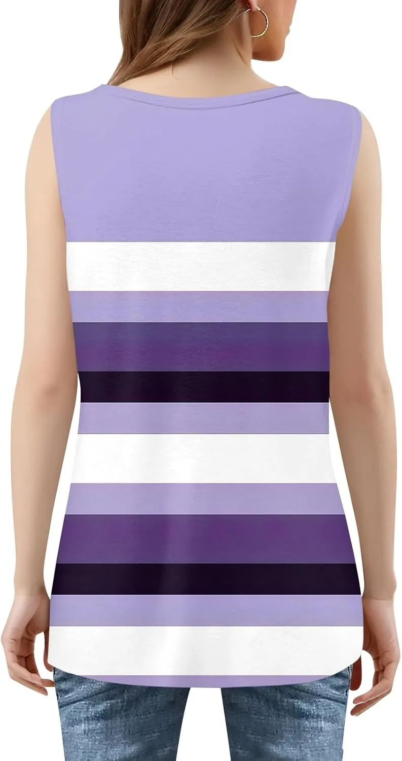 Women Tank Tops Summer Square Neck Sleeveless Tops Loose Fit Flowy Cute Casual Shirts Vacation Blouses