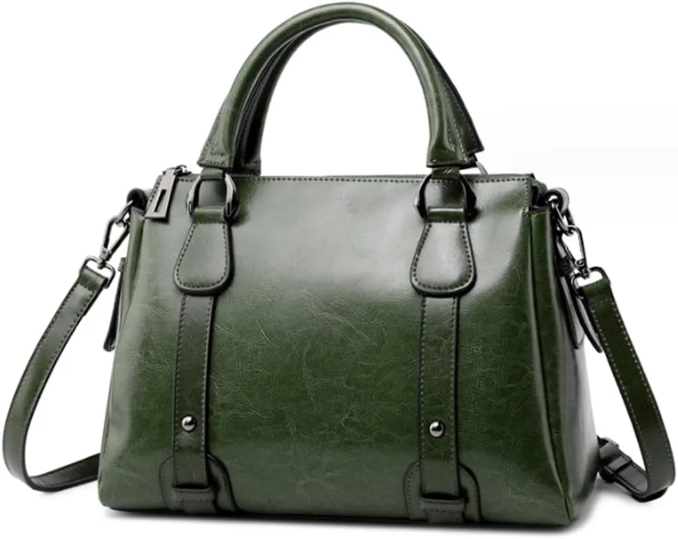 Women Top Handle Satchel Elegant Handbag Purse Leather Totes Crossbody Shoulder Bags Green