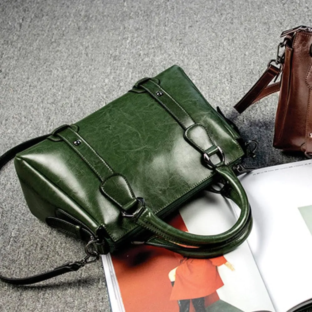 Women Top Handle Satchel Elegant Handbag Purse Leather Totes Crossbody Shoulder Bags Green