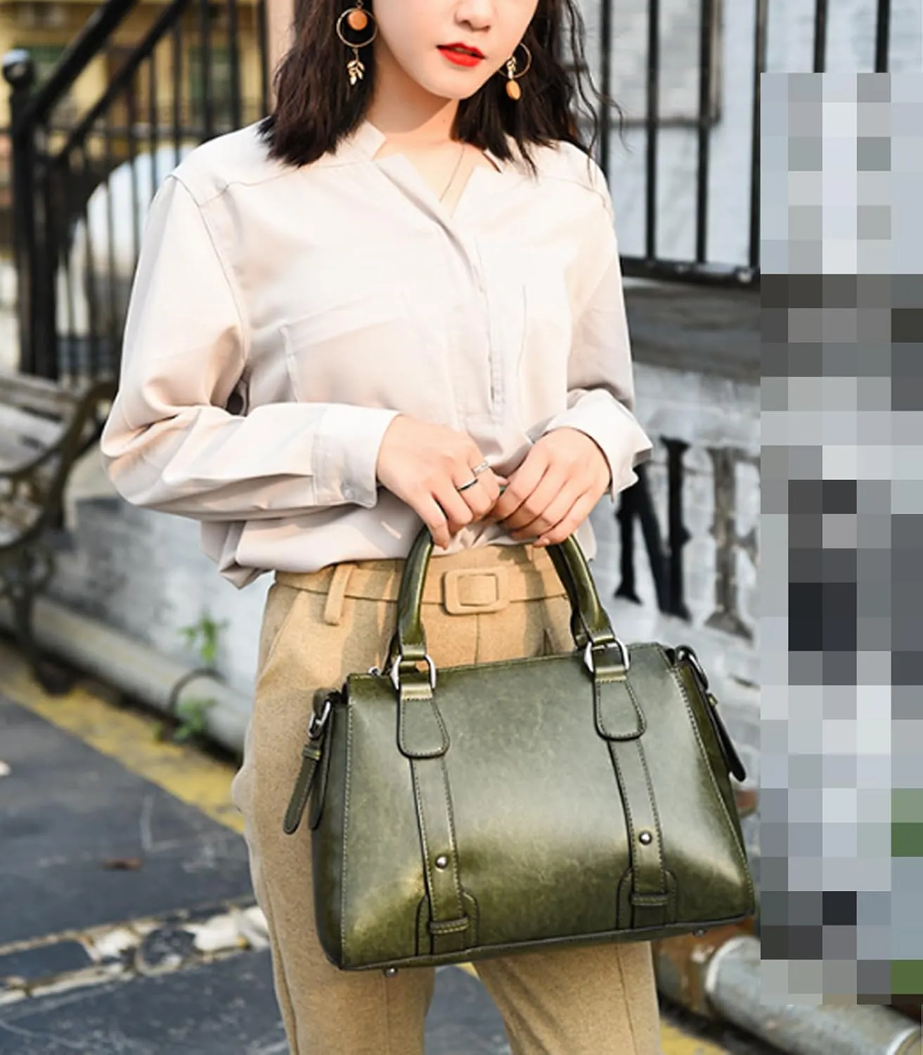 Women Top Handle Satchel Elegant Handbag Purse Leather Totes Crossbody Shoulder Bags Green