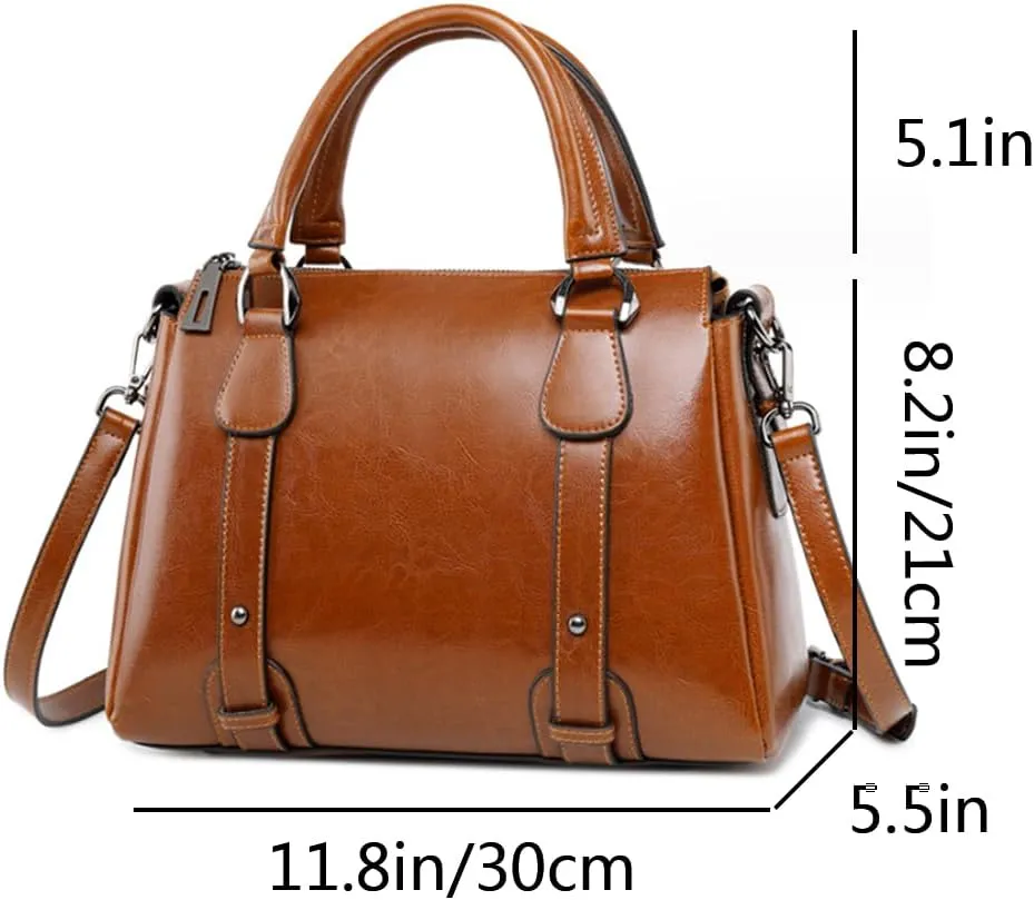 Women Top Handle Satchel Elegant Handbag Purse Leather Totes Crossbody Shoulder Bags Green