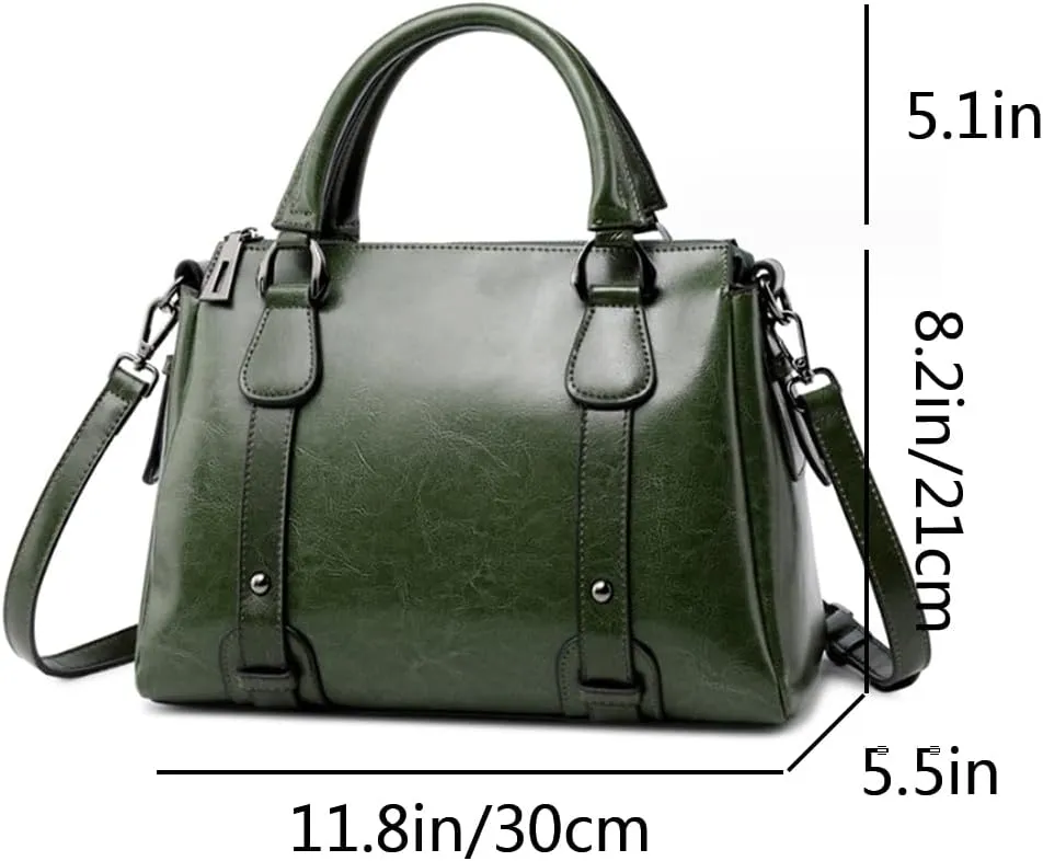 Women Top Handle Satchel Elegant Handbag Purse Leather Totes Crossbody Shoulder Bags Green