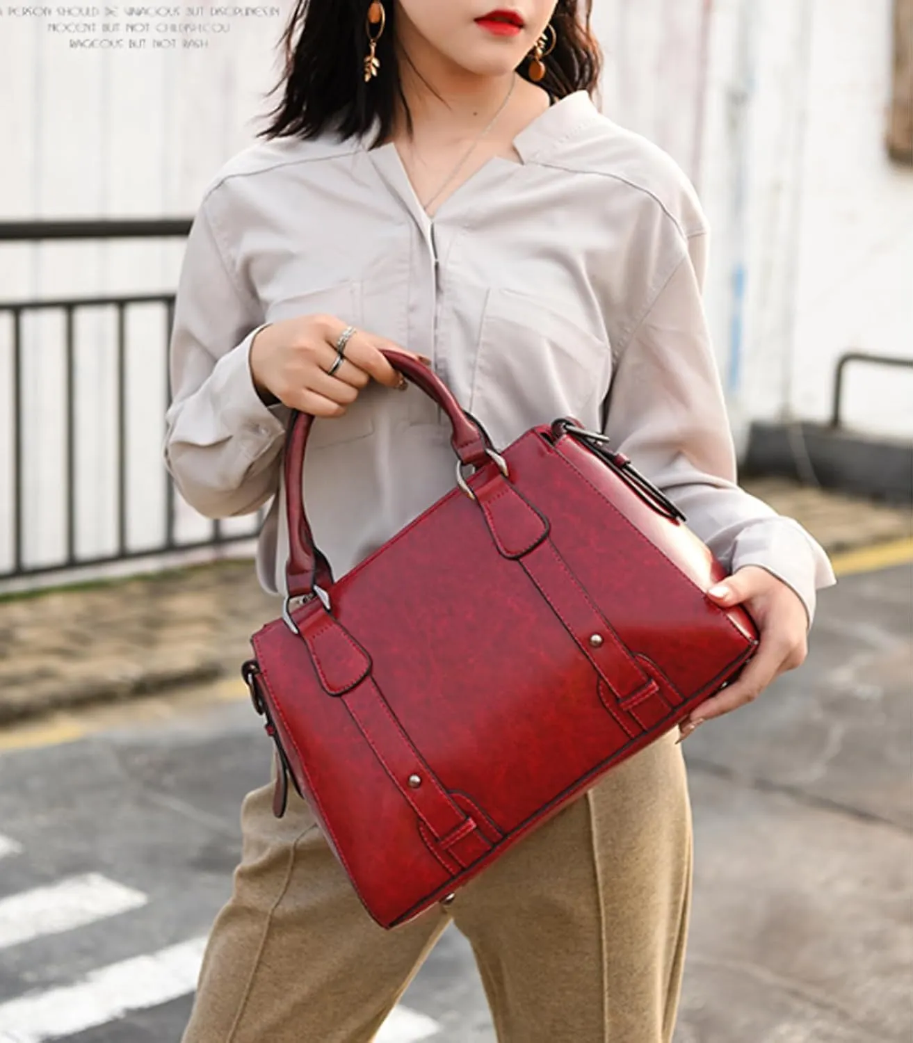 Women Top Handle Satchel Elegant Handbag Purse Leather Totes Crossbody Shoulder Bags