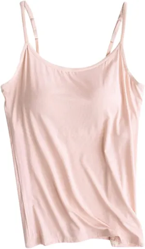 Women's Built-in Bra Tank Tops Adjustable Strap Wireless Camisole Padded Workout Yoga Daily Shelf Bra Undershirts
