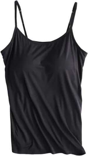 Women's Built-in Bra Tank Tops Adjustable Strap Wireless Camisole Padded Workout Yoga Daily Shelf Bra Undershirts
