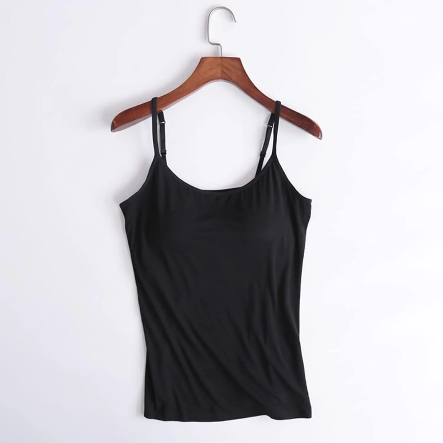 Women's Built-in Bra Tank Tops Adjustable Strap Wireless Camisole Padded Workout Yoga Daily Shelf Bra Undershirts