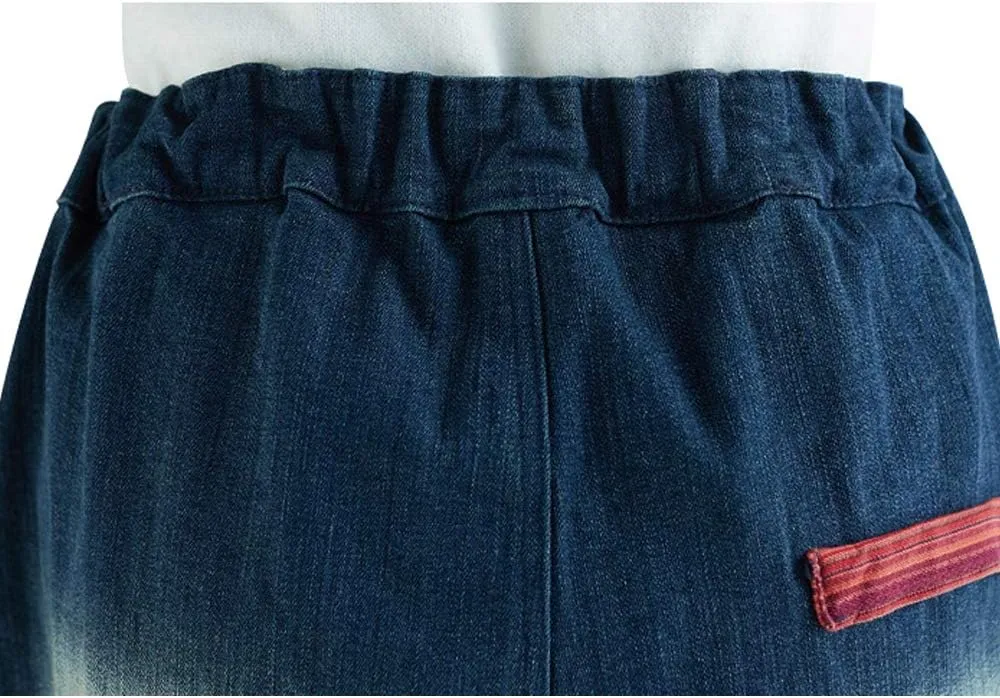 Women's Casual Drop Crotch Trousers Denim Jeans Ripped Harem Jeans