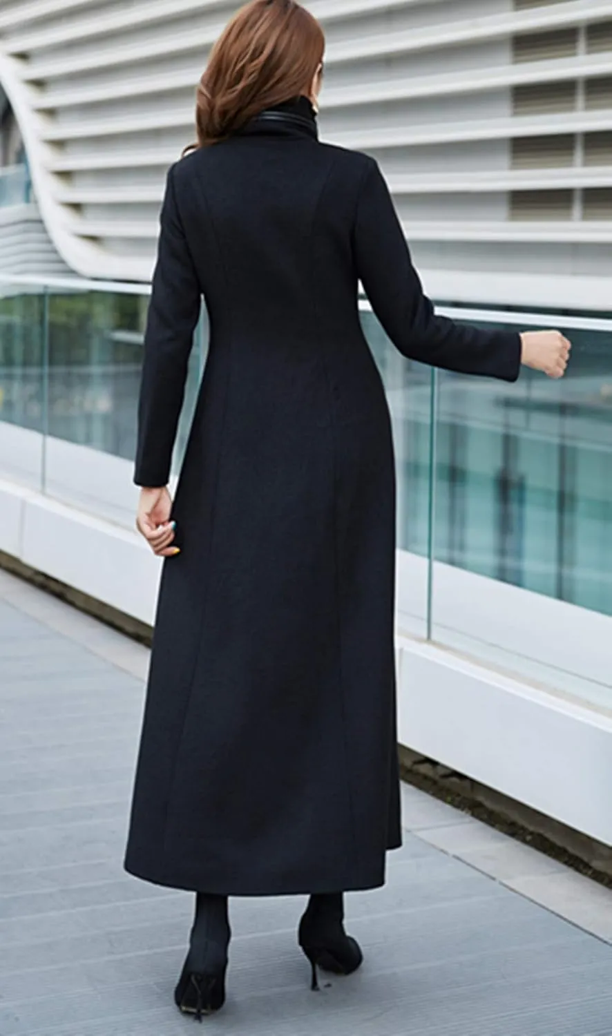 Women's Charming Long Wool Trench Coat Winter Double Breasted Classic Warm Thick Jacket