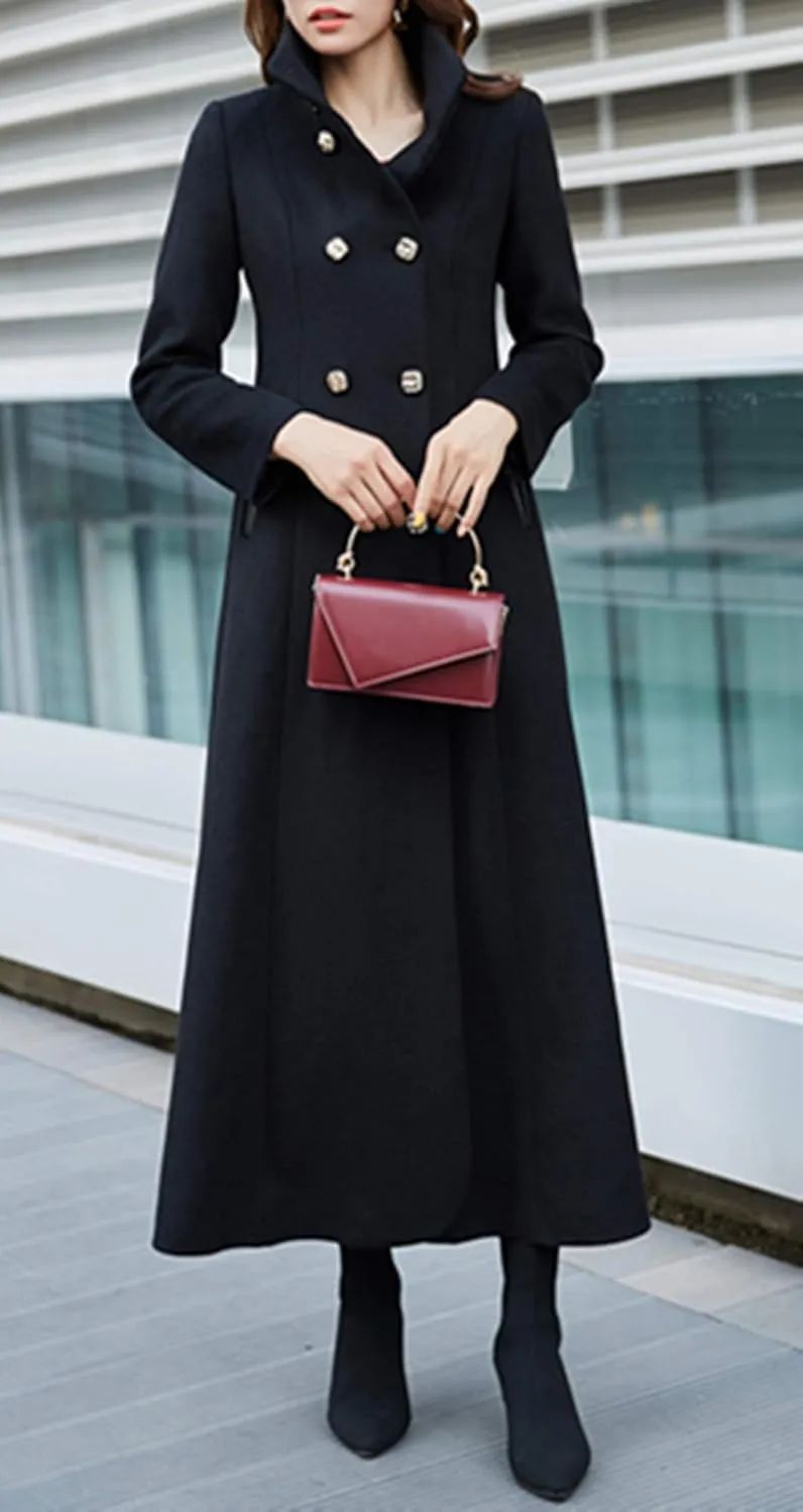 Women's Charming Long Wool Trench Coat Winter Double Breasted Classic Warm Thick Jacket