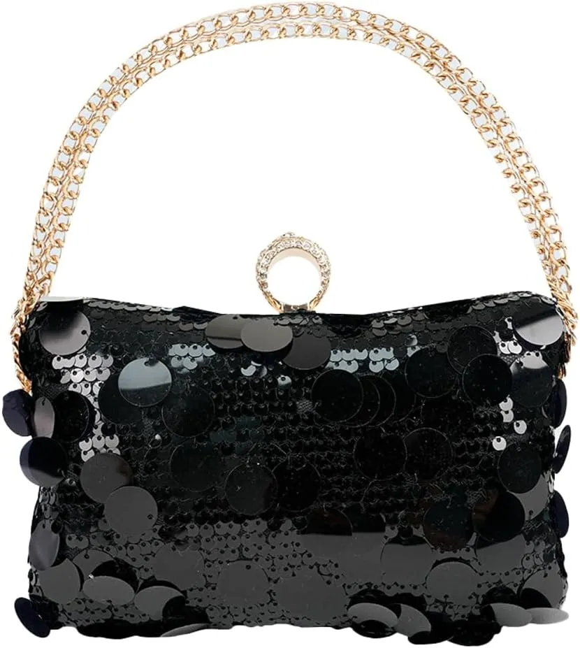 Womens Chic Evening Clutch Bag Y2k Sparkly Glitter Sequin Purse Small Totes Handbag Satchel Dinner Party Wedding