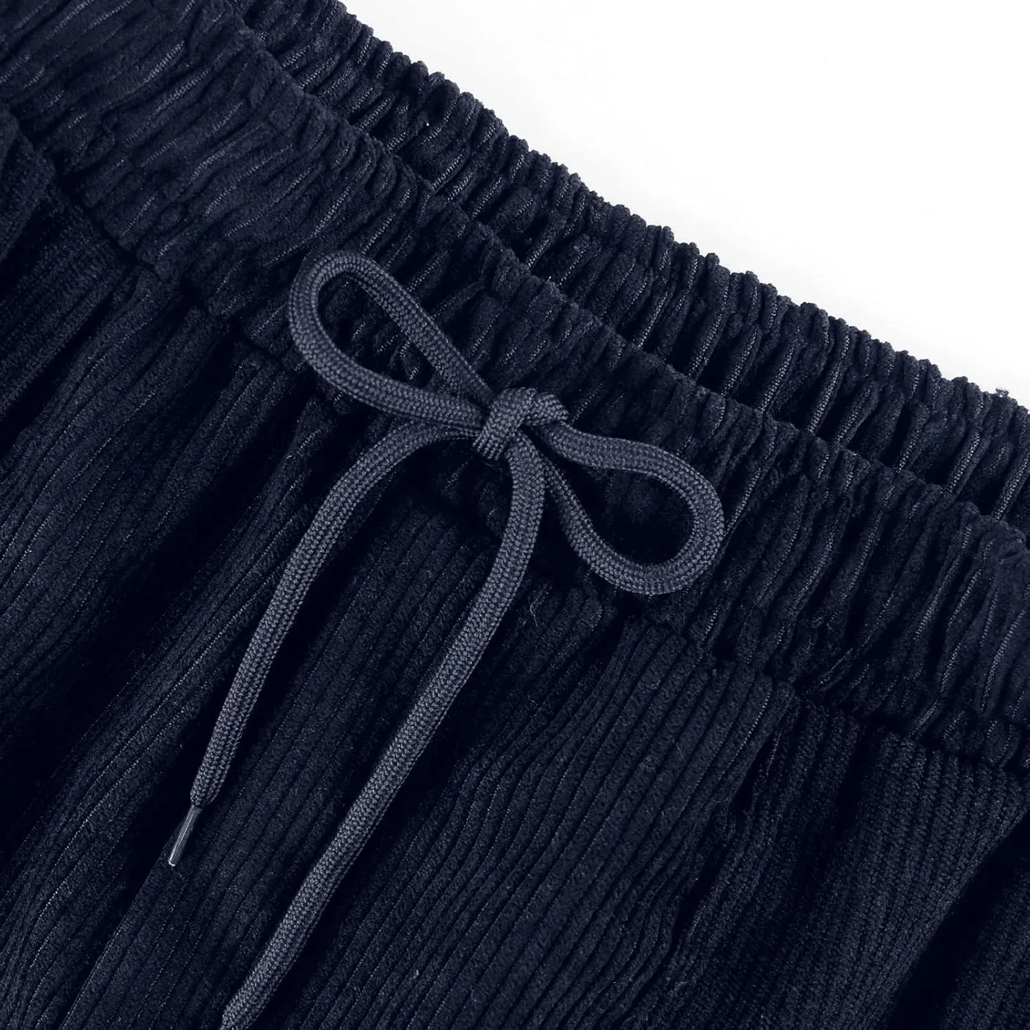 Womens Corduroy Pants Comfy Straight Leg Pants Work Pants Casual Ladies Loose Elastic Waist Pants with Pockets