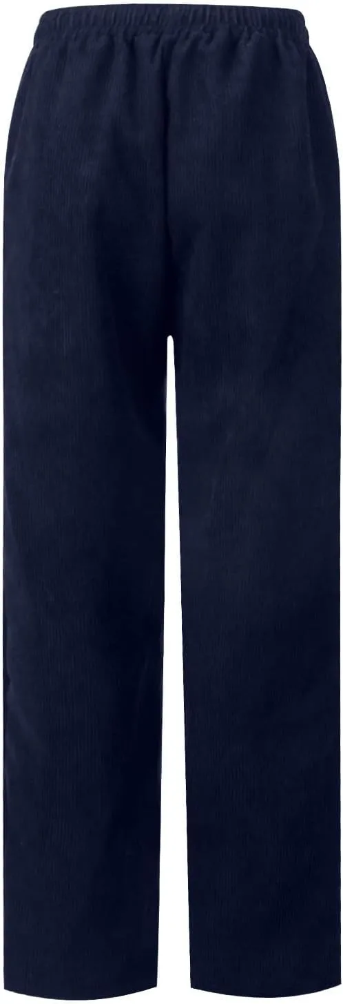 Womens Corduroy Pants Comfy Straight Leg Pants Work Pants Casual Ladies Loose Elastic Waist Pants with Pockets