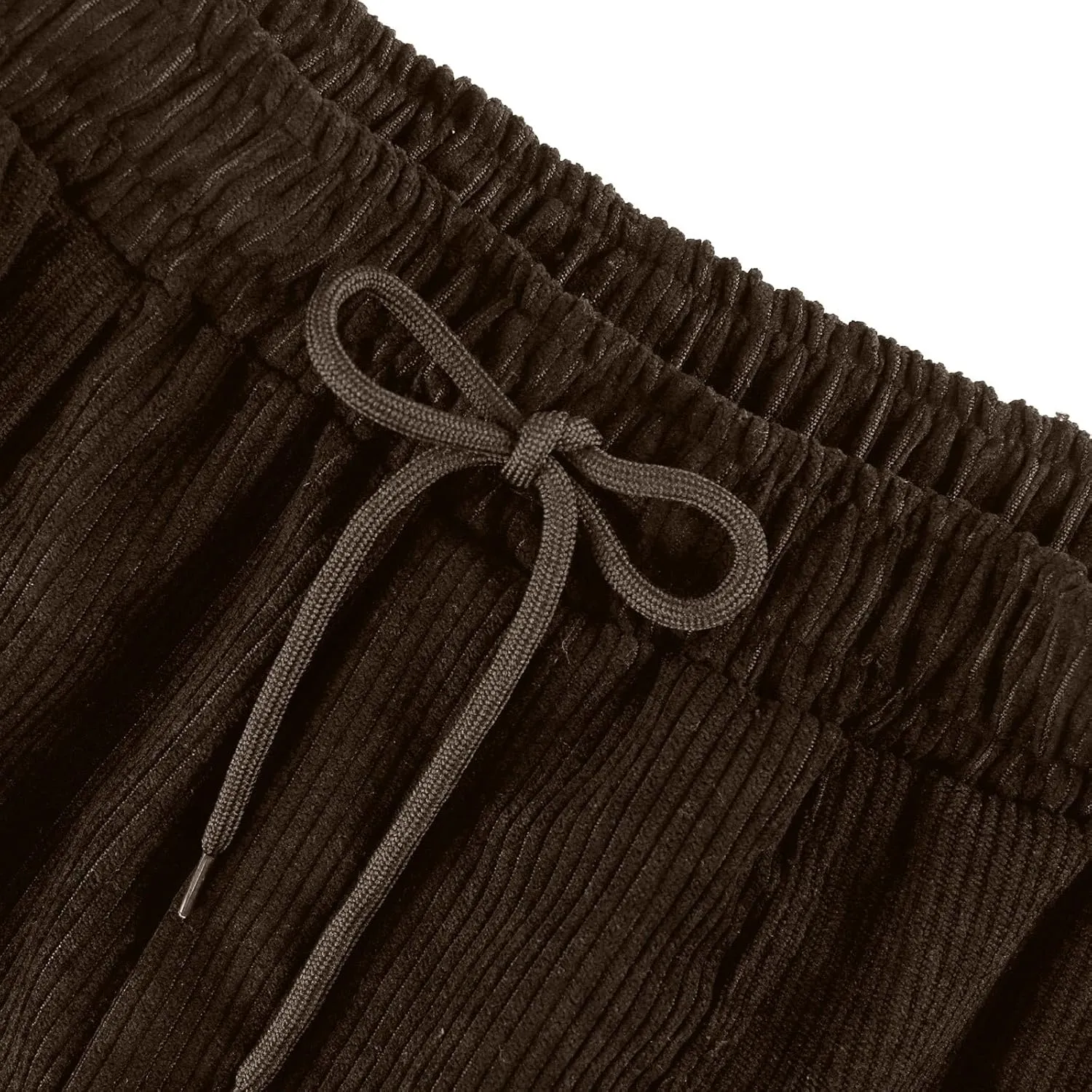 Womens Corduroy Pants Comfy Straight Leg Pants Work Pants Casual Ladies Loose Elastic Waist Pants with Pockets