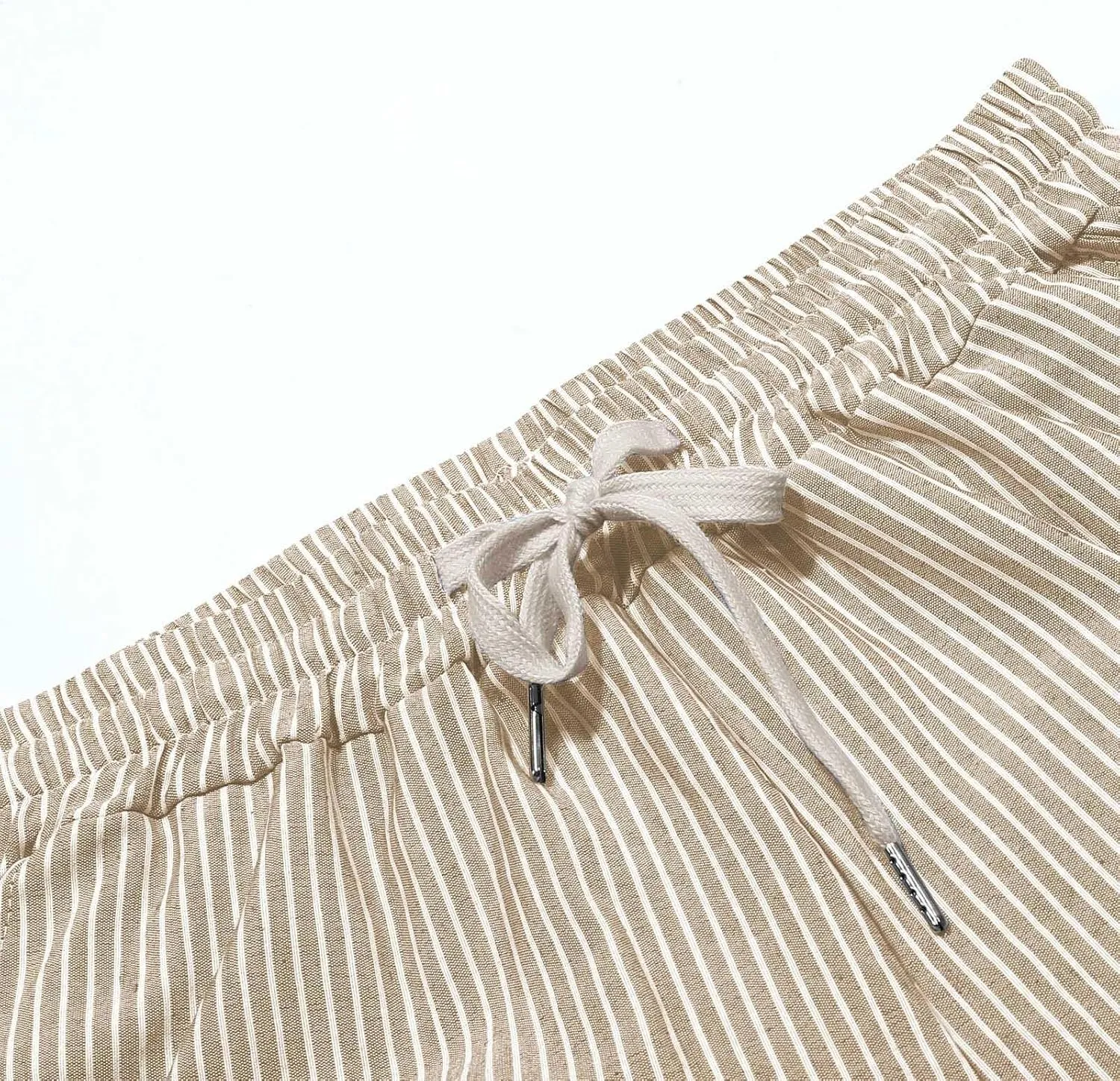 Women's Cotton Linen Pants High Waist Drawstring Pants Casual Striped Pants Ankle Length Pants Trousers with Pockets