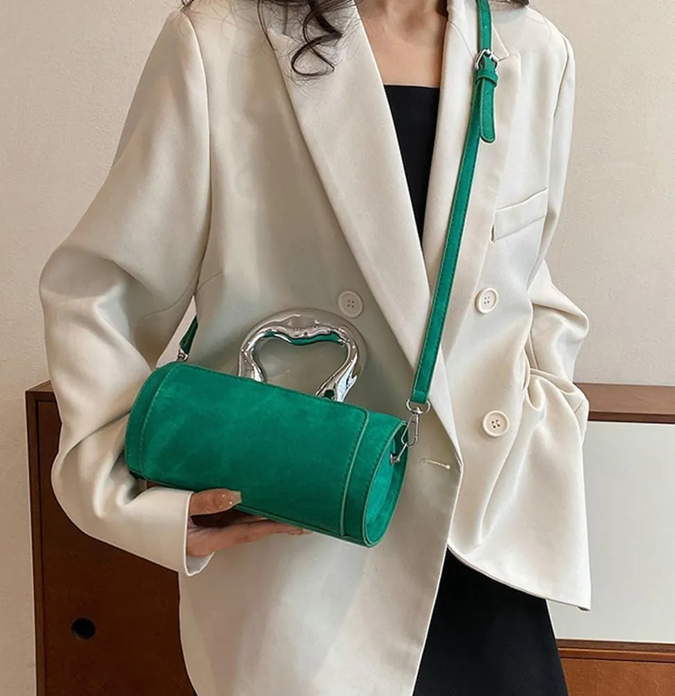 Women's Fashion PU Leather Shoulder Crossbody Bag Y2K Small Cylinder Hobo Totes Handbag Box Purse Satchel