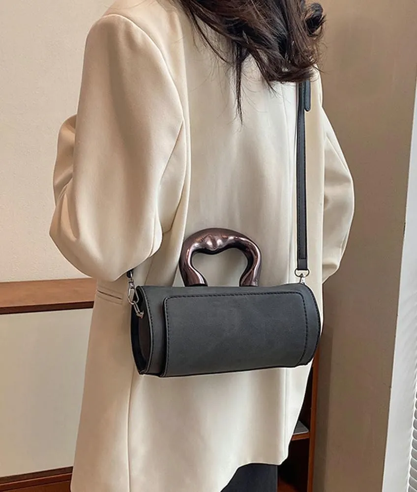 Women's Fashion PU Leather Shoulder Crossbody Bag Y2K Small Cylinder Hobo Totes Handbag Box Purse Satchel