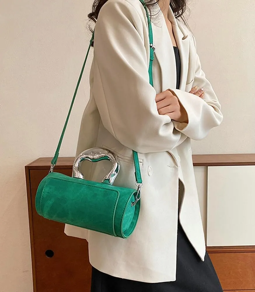 Women's Fashion PU Leather Shoulder Crossbody Bag Y2K Small Cylinder Hobo Totes Handbag Box Purse Satchel