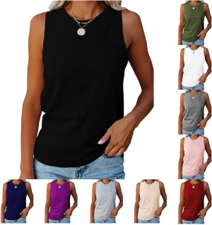 Womens Fashion Tank Tops Sleeveless Crew Neck Tshirts Loose Fit Basic Tees Going Out Crop Tops Y2k Clothes