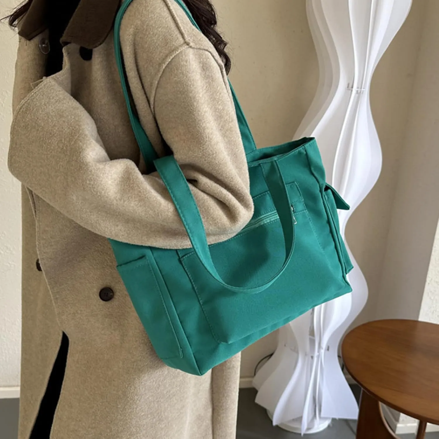 Womens Handbags Canvas Zipper Trendy Tote Bag Purse Top Handle Satchel Shoulder Bags Crossbody Messenger Bag