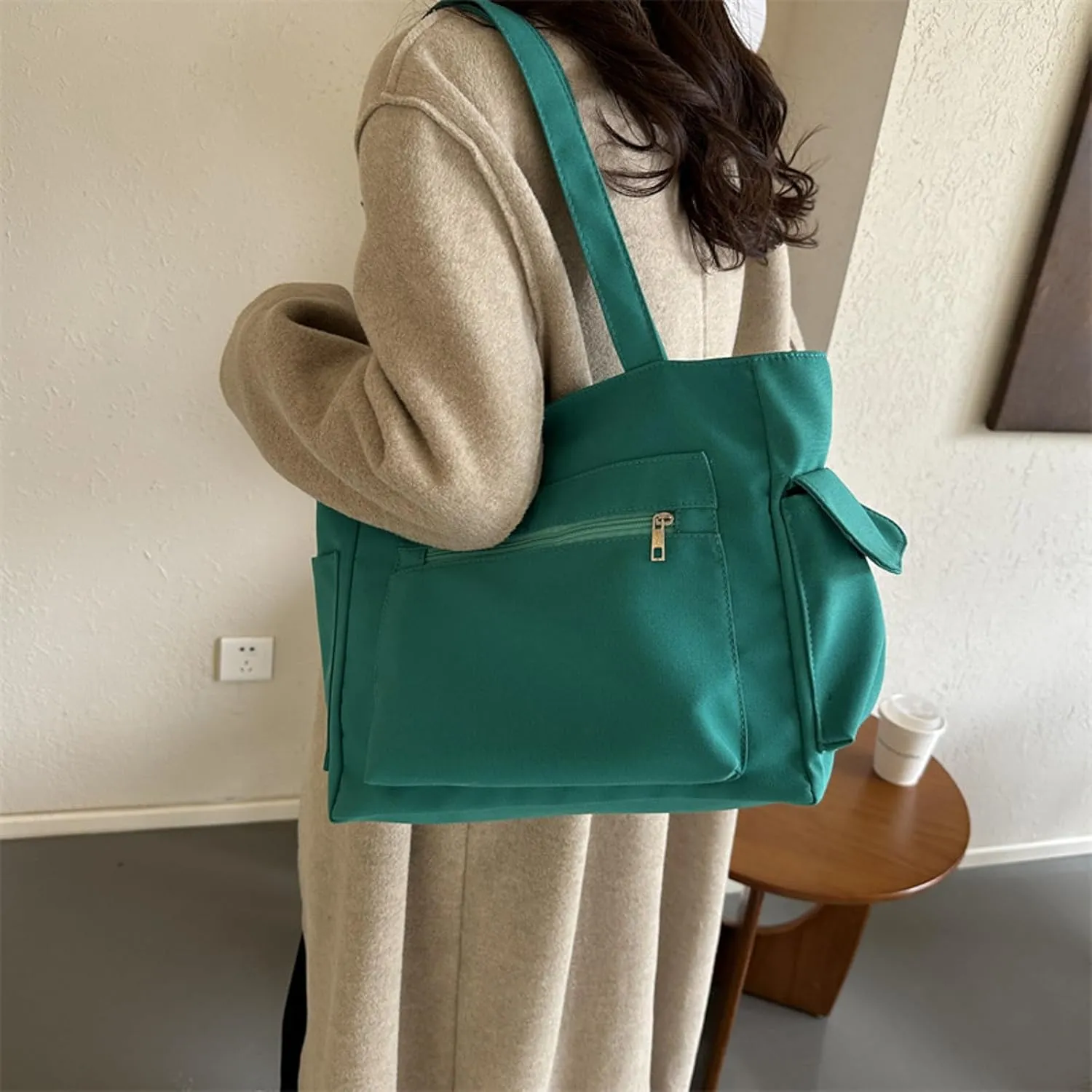 Womens Handbags Canvas Zipper Trendy Tote Bag Purse Top Handle Satchel Shoulder Bags Crossbody Messenger Bag