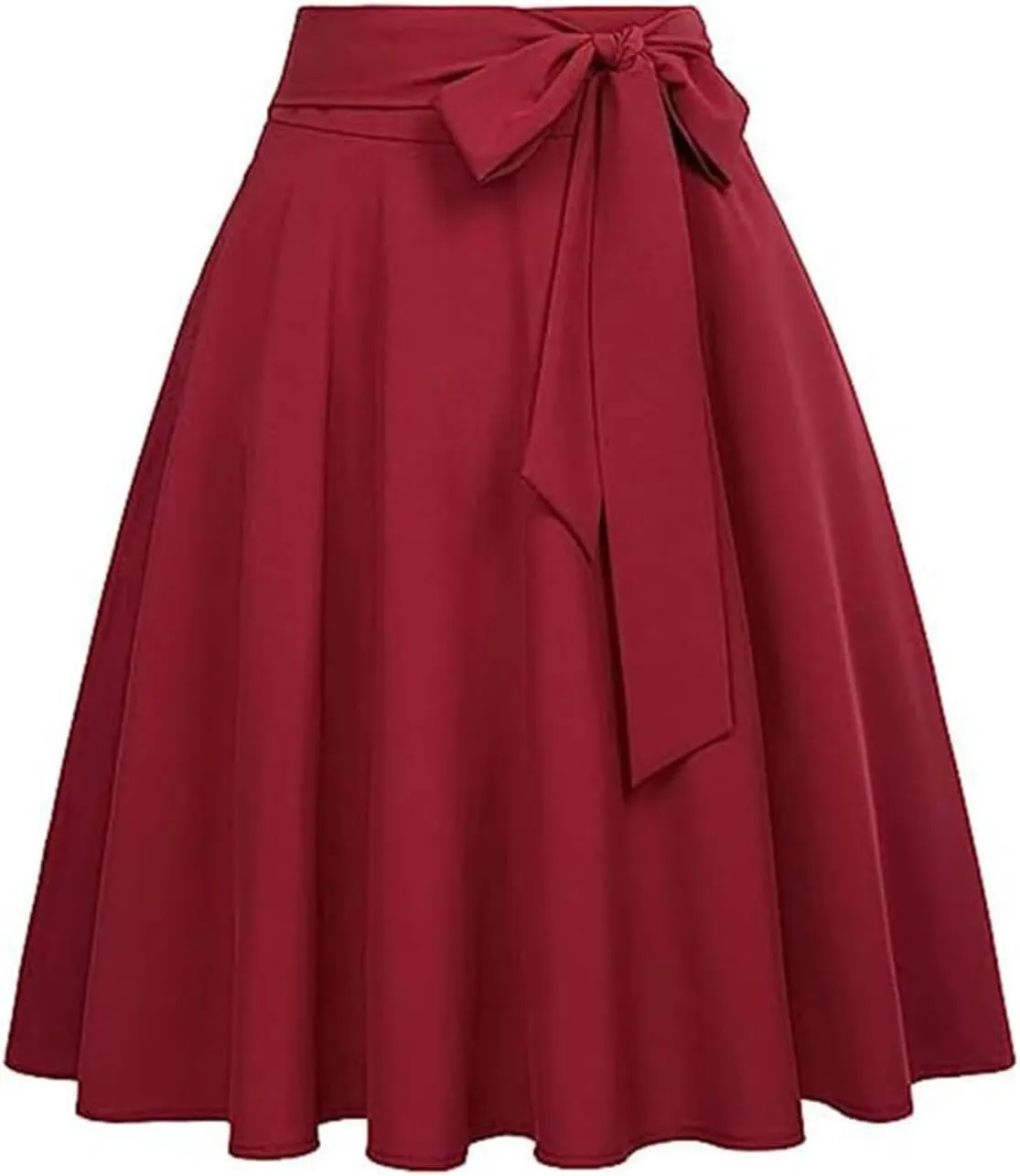 Women's High Waist A-Line Pocket Skirt Flare Midi Skirt, High Waist Pleated Skirt, Smocked Tie-Waist Waist Skirt