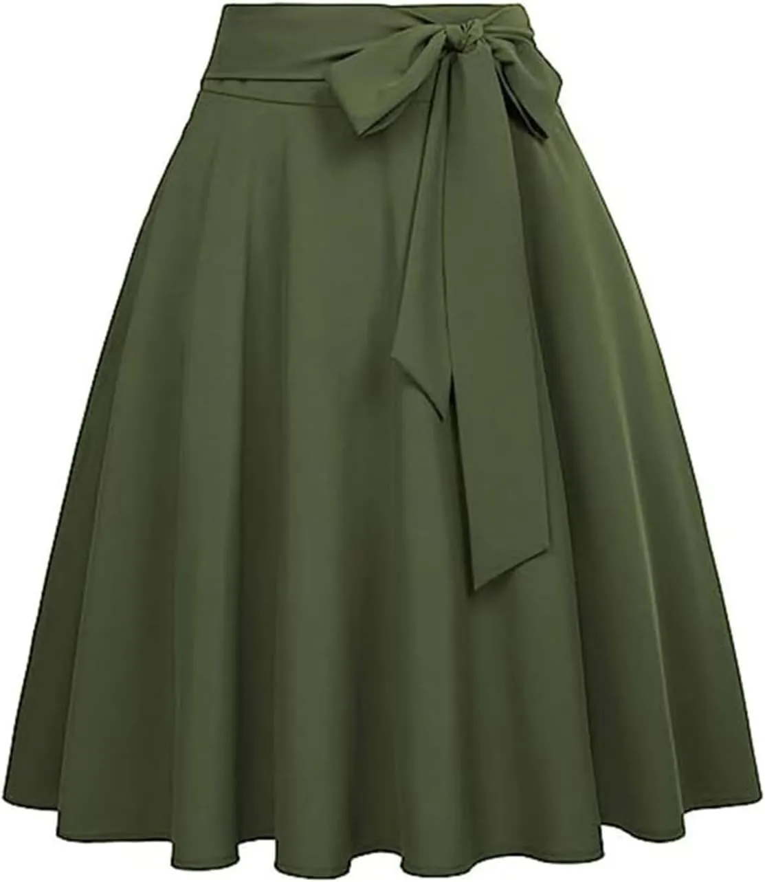 Women's High Waist A-Line Pocket Skirt Flare Midi Skirt, High Waist Pleated Skirt, Smocked Tie-Waist Waist Skirt