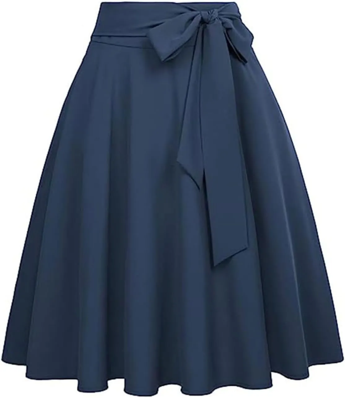 Women's High Waist A-Line Pocket Skirt Flare Midi Skirt, High Waist Pleated Skirt, Smocked Tie-Waist Waist Skirt