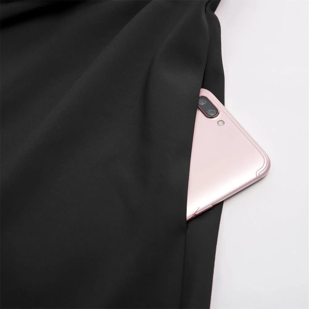 Women's High Waist A-Line Pocket Skirt Flare Midi Skirt, High Waist Pleated Skirt, Smocked Tie-Waist Waist Skirt
