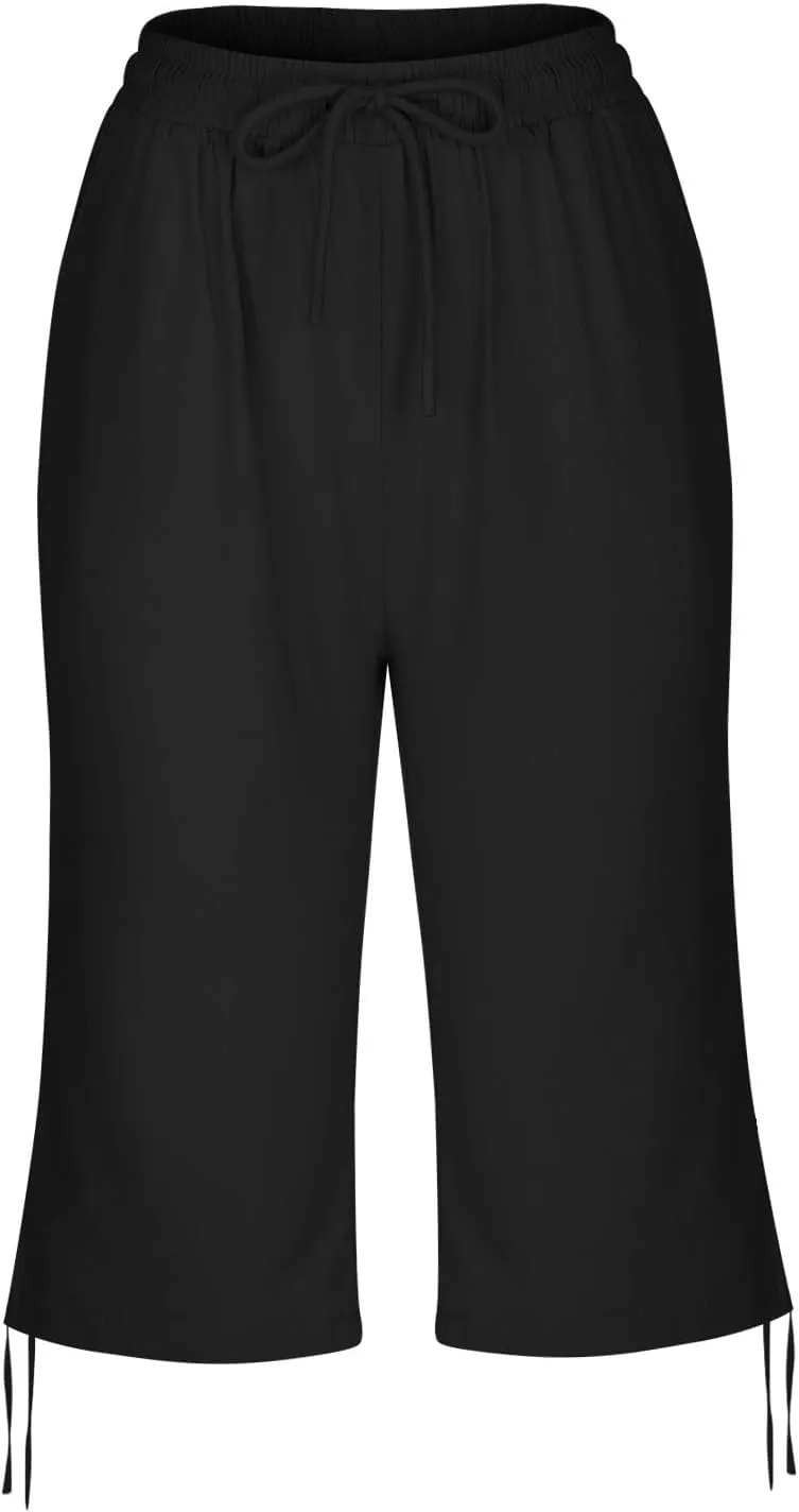 Women's High Waist Shorts Women's Elastic Waist Casual Comfy Cotton Beach Shorts Drawstring Elastic Waist Short