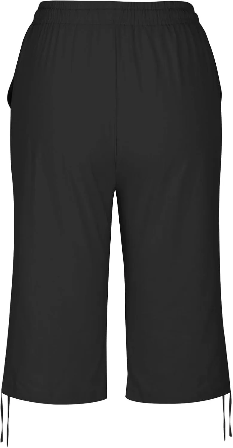 Women's High Waist Shorts Women's Elastic Waist Casual Comfy Cotton Beach Shorts Drawstring Elastic Waist Short