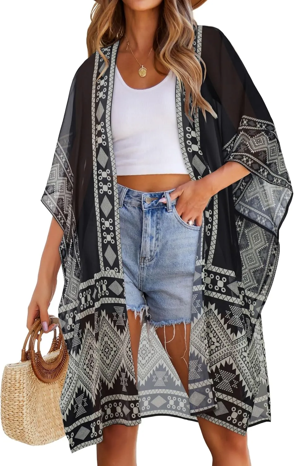 Women's Kimono Swimsuit Coverups Summer Beach Casual Loose Cardigans for Swimwear