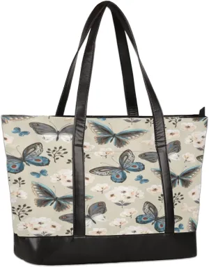 Womens Laptop Tote Bags for Work Vintage Flower Butterfly Laptop Purse Bag 15.6 Inch Floral Computer Bag Teacher Nurse Work Bag Briefcase Business Handbags