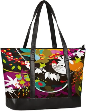 Womens Laptop Tote Bags for Work Vintage Parrot Flower Laptop Purse Bag 15.6 Inch Computer Bag Teacher Nurse Work Bag Briefcase Business Handbags
