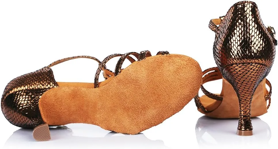 Women's Latin Dance Shoes T-Strap Ballroom Party Practice Performance Sandals,Model 429