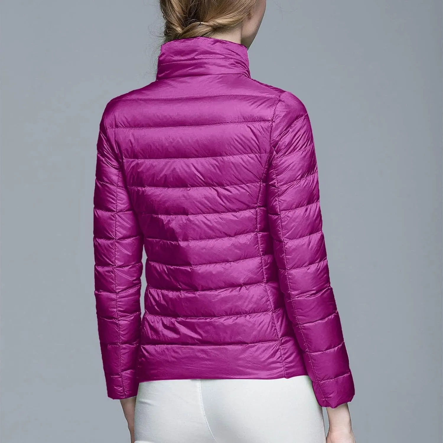 Womens Lightweight Jackets Waterproof Packable Down Jacket Winter Full Zip Hooded Puffer Casual Coat with Pockets
