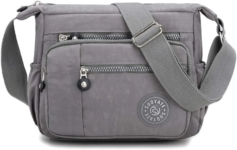 Women's Multi-Pocket Shoulder Bags Crossbody Purses and Handbags Lightweight Pocketbook Lightweight Puffer Bag(Grey)