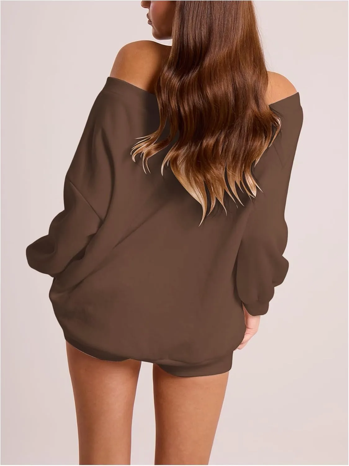 Women's Off The Shoulder Sweatshirt Long Sleeve Drop Shoulder Oversized Pullover Tops Fall Outfits