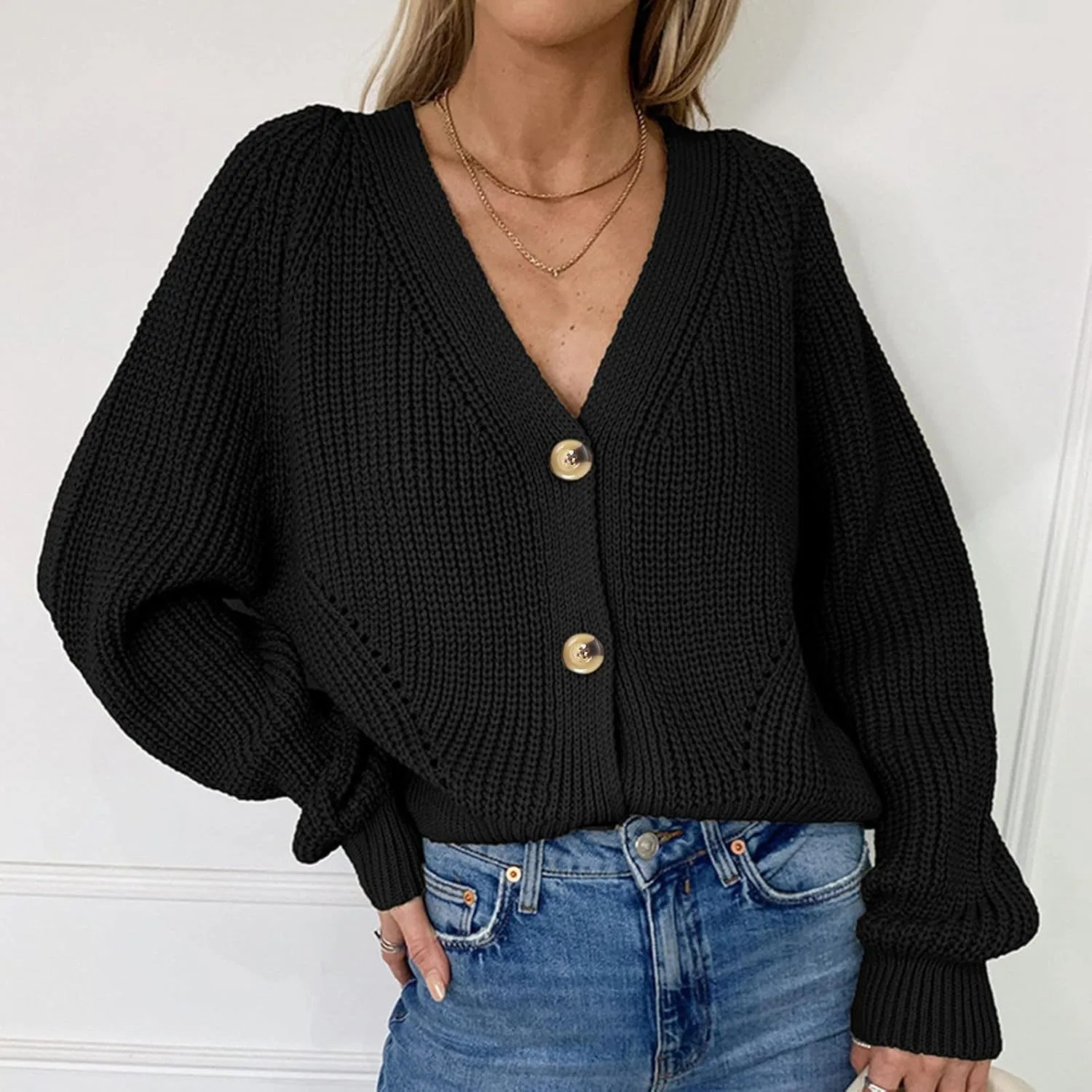 Women's Open Front Cardigan Buttons Hollow Out Cardigan Sweater Casual Soft Drape Fall Cardigan Women's 2024 Fall
