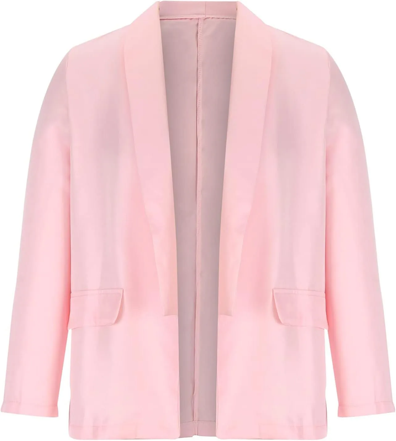 Womens Open Front Lightweight Casual Suit Jackets Fashion Long Sleeve Solid Color Business Oversized Blazer Coats