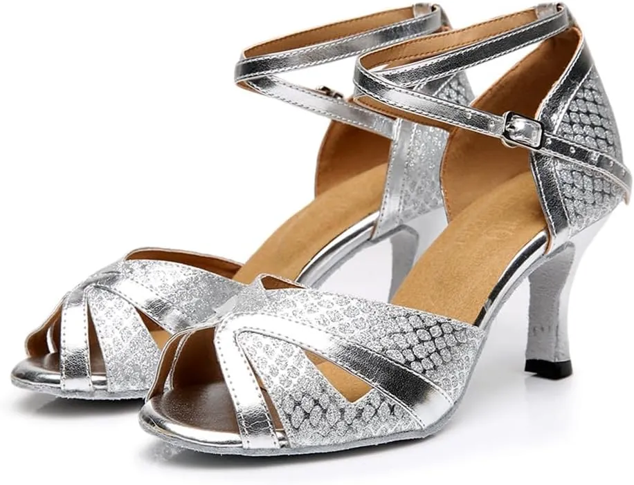 Women's Open Toe Latin Ballroom Dance Shoes Rumba Party Wedding Tango Dance Sandals QRX032