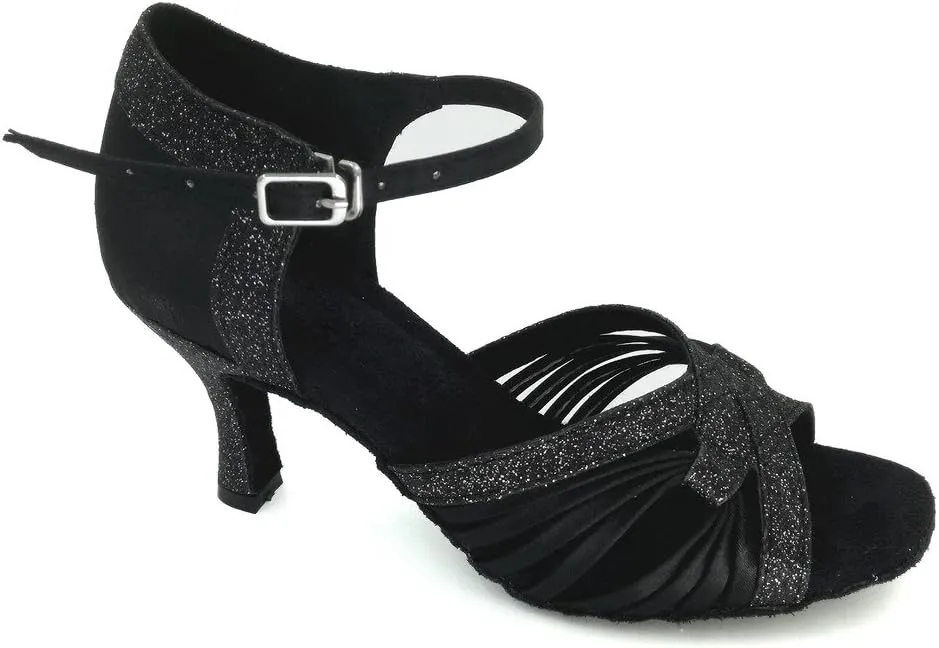 Women's Peep toe Sandals Latin Salsa Blackgo Practice Ballroom Dance Shoes with 2.75" Heel