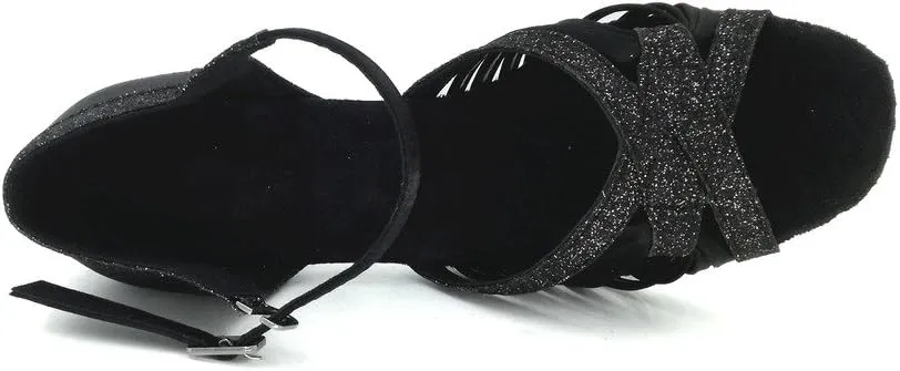Women's Peep toe Sandals Latin Salsa Blackgo Practice Ballroom Dance Shoes with 2.75" Heel