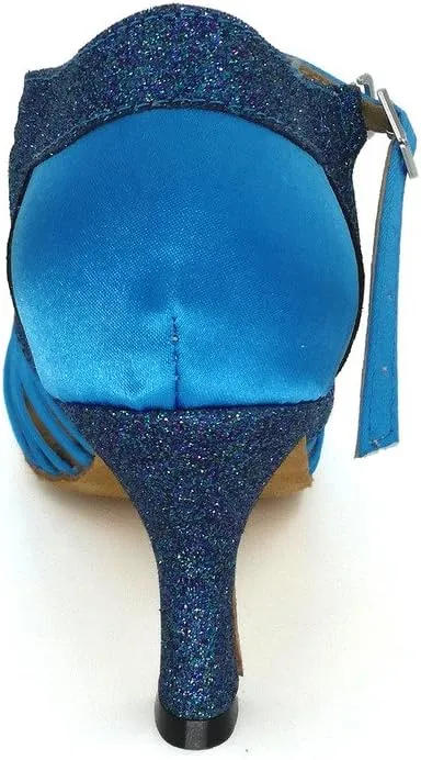 Women's Peep toe Sandals Latin Salsa Blackgo Practice Ballroom Dance Shoes with 2.75" Heel