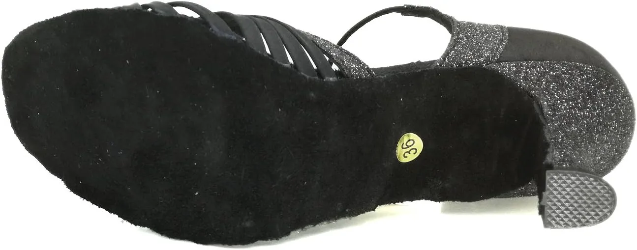 Women's Peep toe Sandals Latin Salsa Blackgo Practice Ballroom Dance Shoes with 2.75" Heel