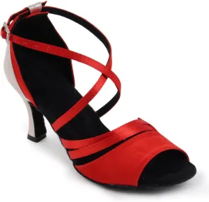 Women's Peep toe Sandals Latin Salsa Tango Practice Ballroom Dance Shoes with 2.75" Heel