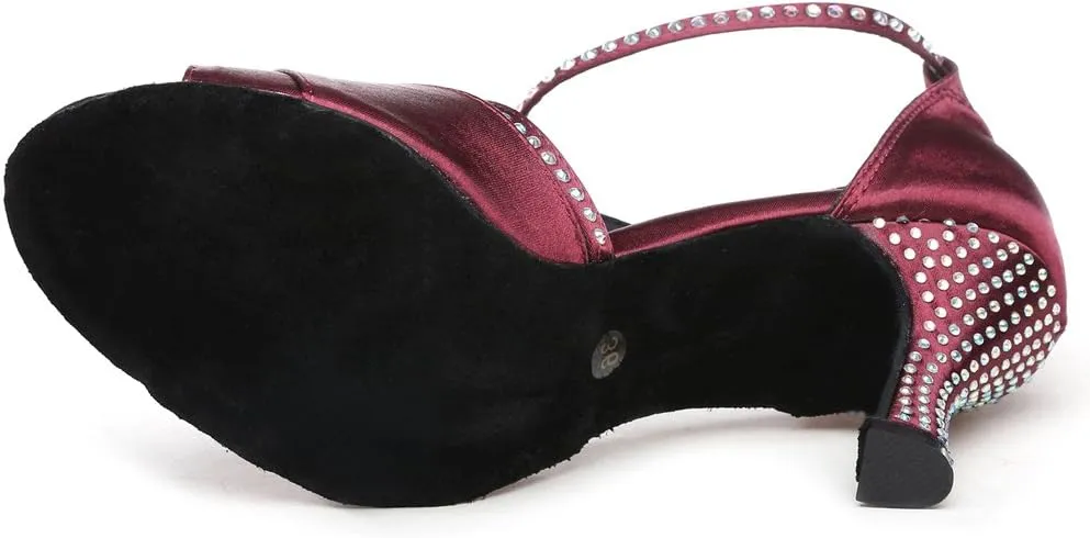 Women's Peep Toe Sandals Latin Salsa Tango Practice Ballroom Dance Shoes with 2.75" Heel